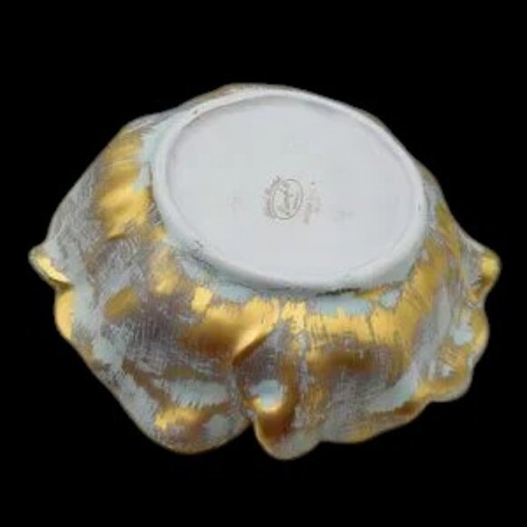 Vintage MCM Stangl Hand Painted Antique Gold Art Pottery Floral Bowl - Picture 6 of 10